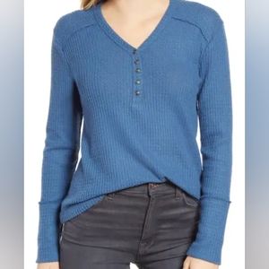 NWT Caslon High Cuff Henley Top L